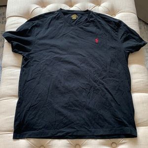 Polo shirt sleeve v neck black Large